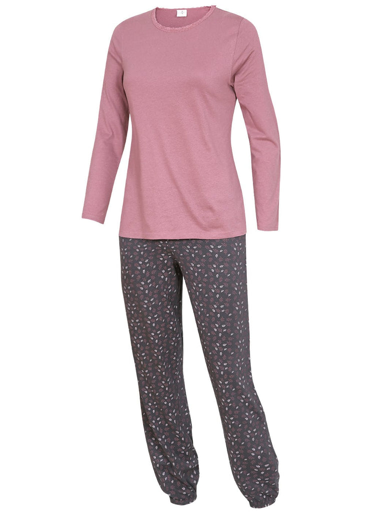 KB Schlafanzug Damen S / rosa Damen Schlafanzug langärmelig lange Hose - 100% Baumwolle