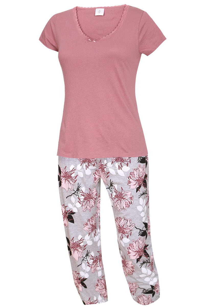 Damen Schlafanzug mit Caprihose - 100% Baumwolle – KB Socken