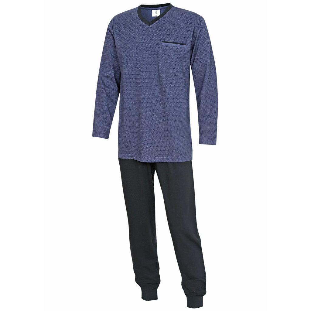 KB Schlafanzug Herren M / marine Herren Schlafanzug lang dunkelblau - 100% Baumwolle