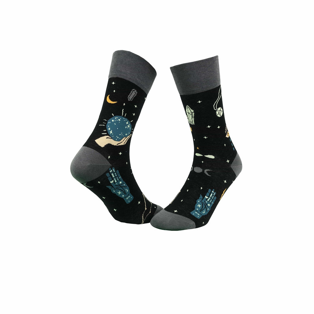 KB Socken 35-38 / grau Socken mit Nachtmotiv