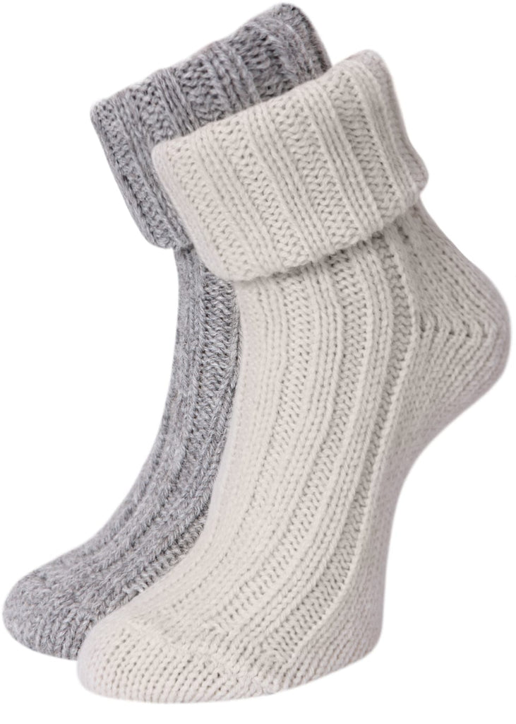 KB Socken 35-38 / weiß grau Alpakasocken Umschlag - nicht festgenäht