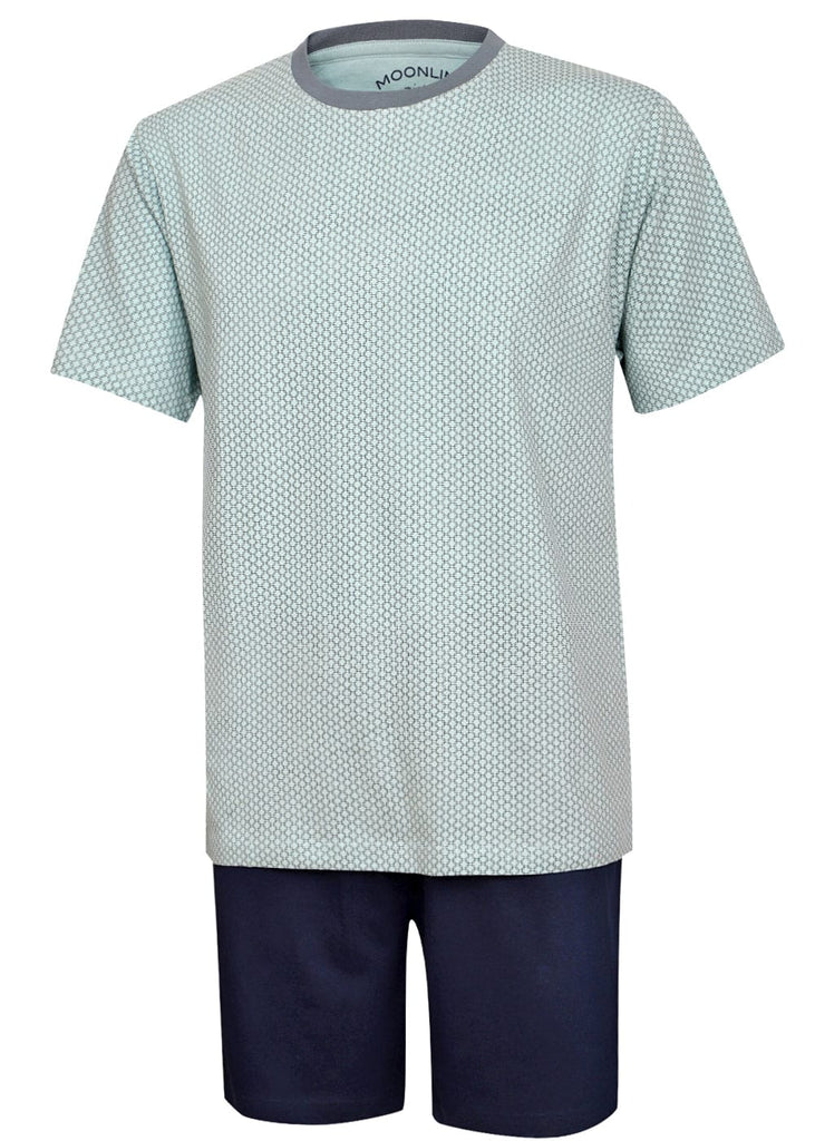 Moonline Nightwear Schlafanzug Herren M / grün schwarz Herren Schlafanzug kurz grün - 100% Baumwolle