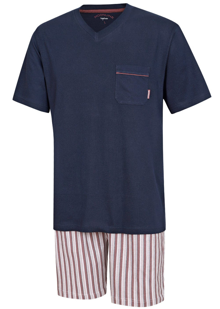 Moonline Nightwear Schlafanzug Herren M / marine Herren Schlafanzug kurz marine - 100% Baumwolle