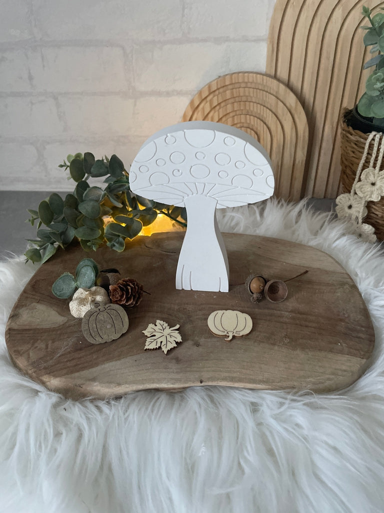 3er - Set Deko - Pilze Weiß – Herbst & Winter Deko aus Naturmaterial - KB Socken