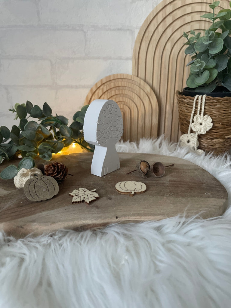 3er - Set Deko - Pilze Weiß – Herbst & Winter Deko aus Naturmaterial - KB Socken