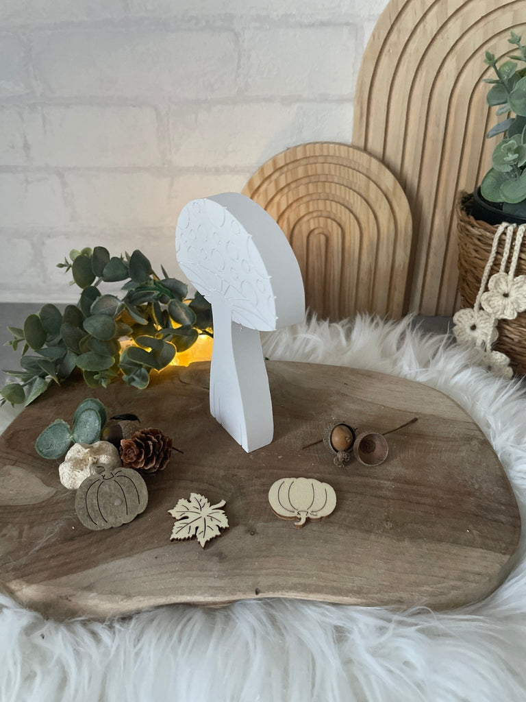 3er - Set Deko - Pilze Weiß – Herbst & Winter Deko aus Naturmaterial - KB Socken