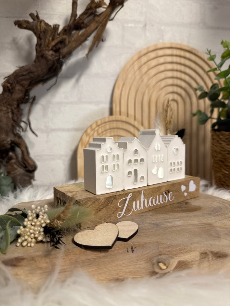 Deko Grachtenhäuserliebe - weiß - Handgemacht - KB Socken