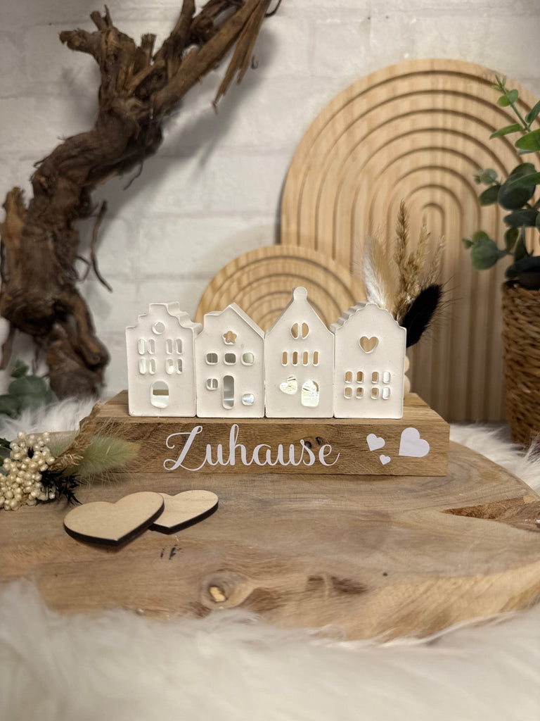 Deko Grachtenhäuserliebe - weiß - Handgemacht - KB Socken