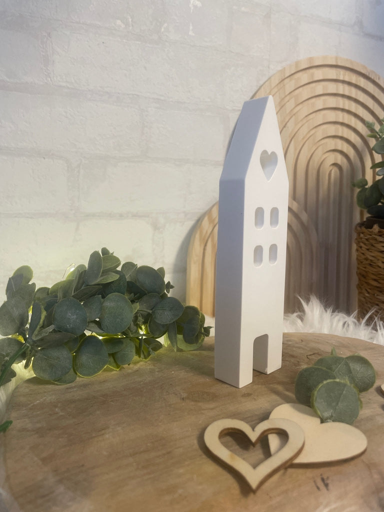 Deko Häuser - Set aus Keraflott mit Trockenblumen – Skandi Stil Handarbeit - KB Socken