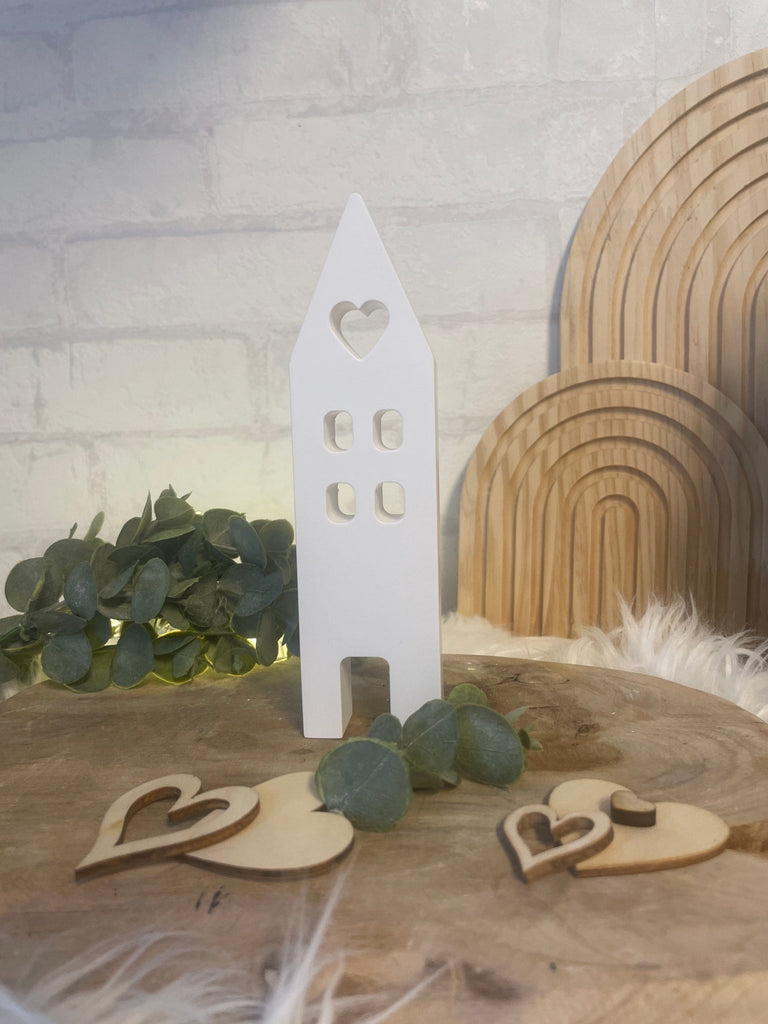 Deko Häuser - Set aus Keraflott mit Trockenblumen – Skandi Stil Handarbeit - KB Socken