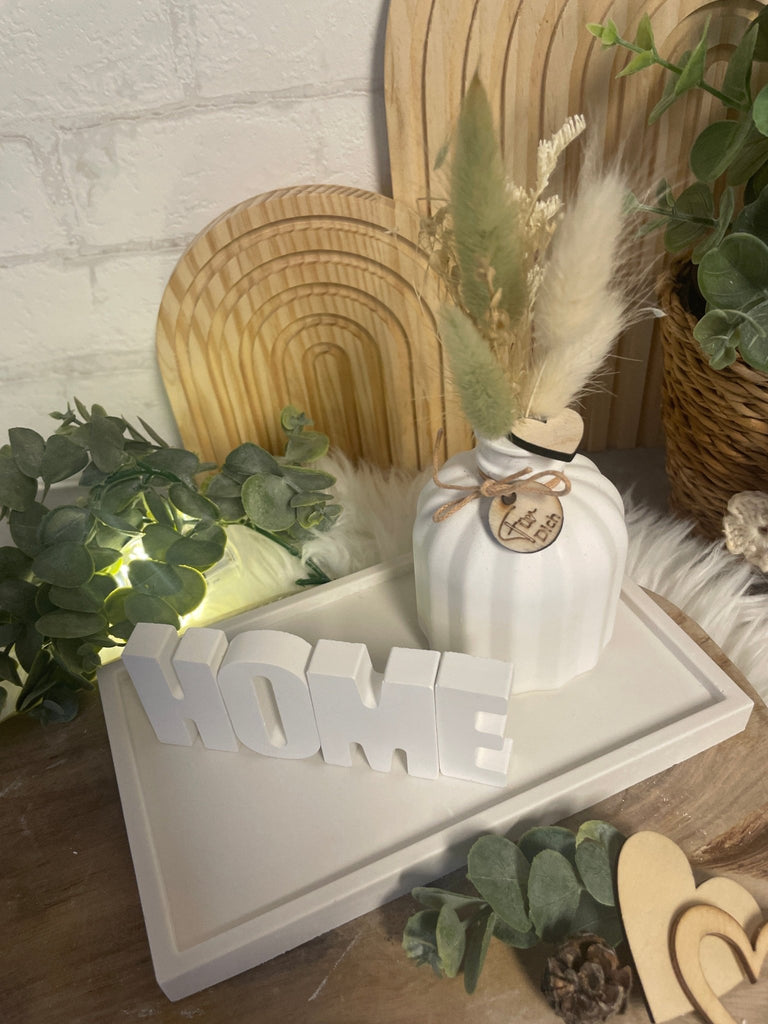 Deko - Set mit Vase, Trockenblumen & „Home“ - Schriftzug – Geschenkidee - KB Socken