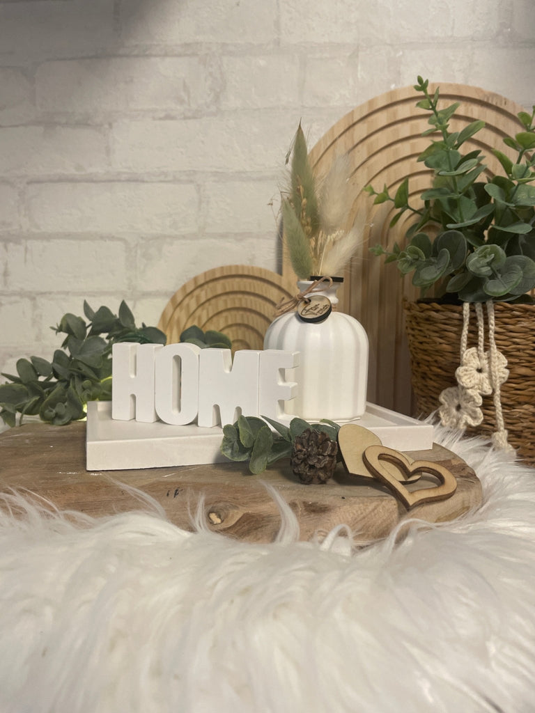 Deko - Set mit Vase, Trockenblumen & „Home“ - Schriftzug – Geschenkidee - KB Socken