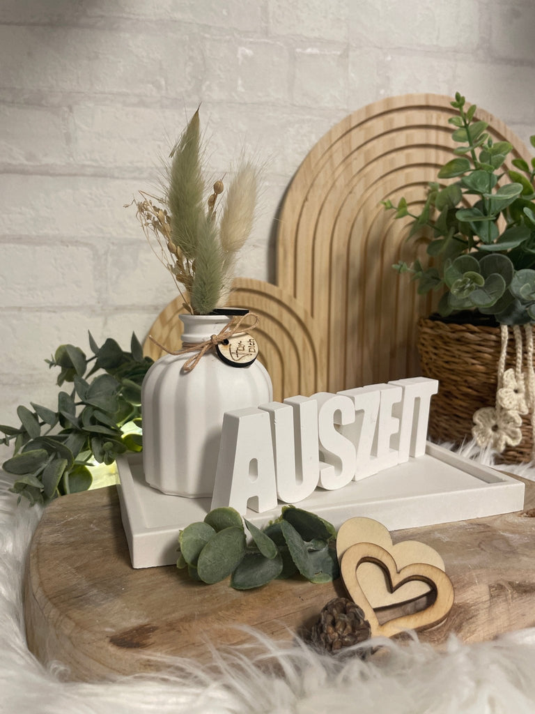 Deko - Set mit Vase, Trockenblumen & „Home“ - Schriftzug – Geschenkidee - KB Socken