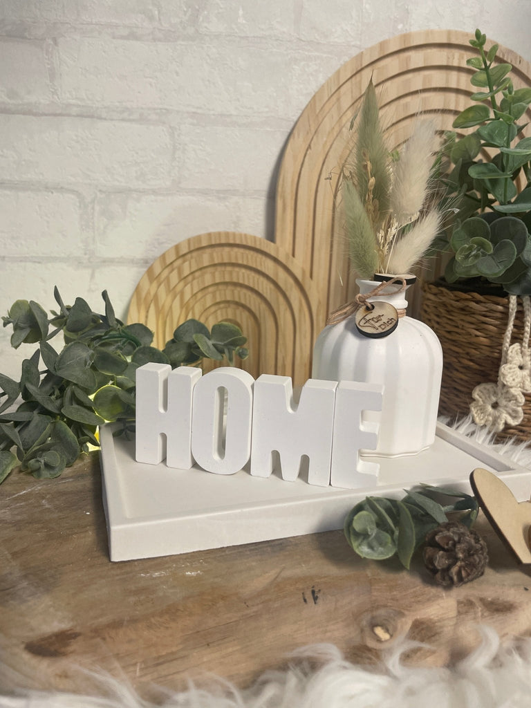 Deko - Set mit Vase, Trockenblumen & „Home“ - Schriftzug – Geschenkidee - KB Socken