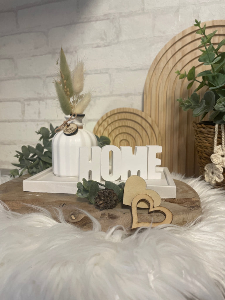 Deko - Set mit Vase, Trockenblumen & „Home“ - Schriftzug – Geschenkidee - KB Socken