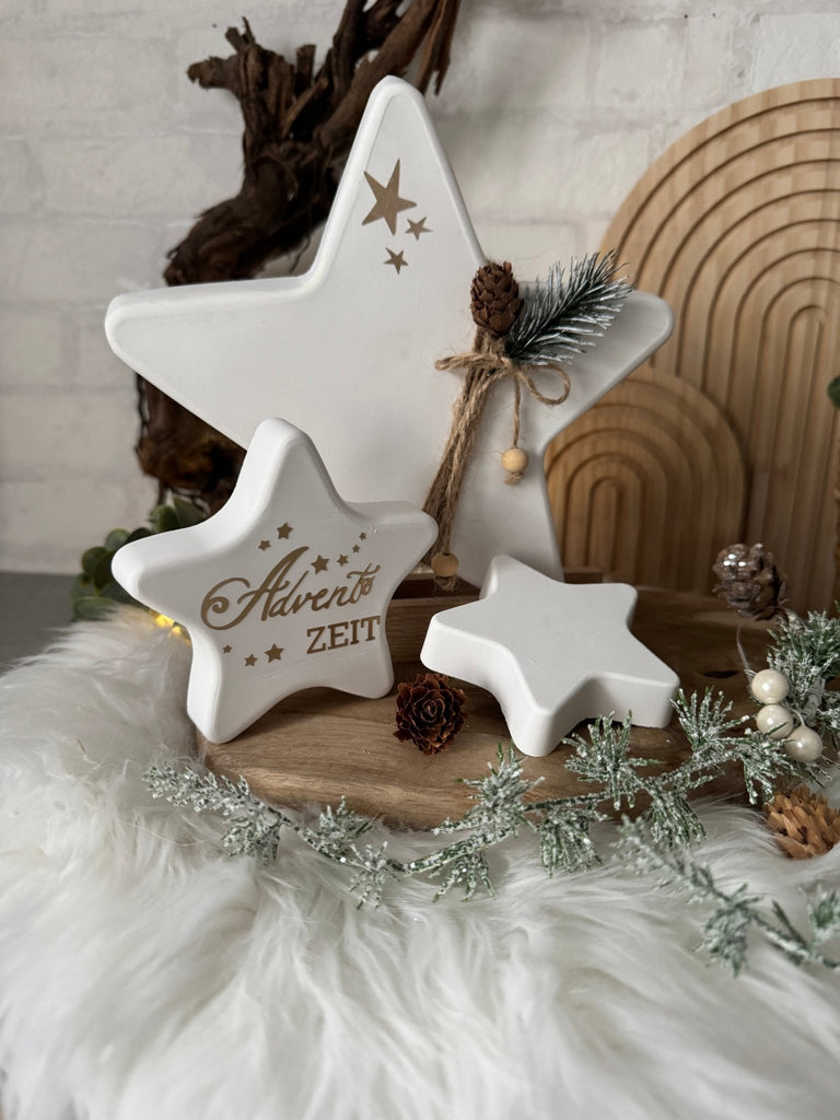 Deko - Stern „Adventszeit“ aus Beton – Handgemachte Weihnachtsdeko im Na… - KB Socken