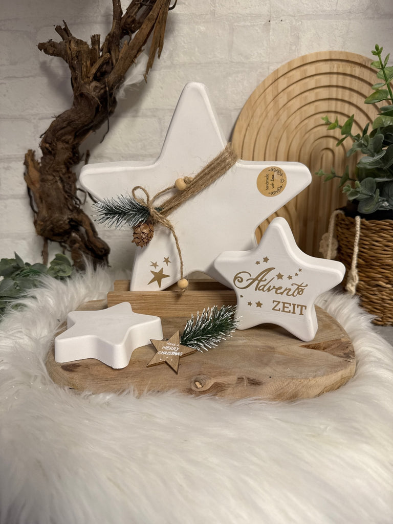 Deko - Stern „Adventszeit“ aus Beton – Handgemachte Weihnachtsdeko im Na… - KB Socken