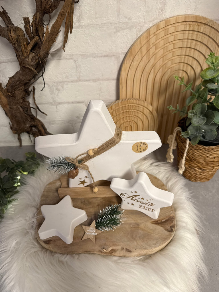 Deko - Stern „Adventszeit“ aus Beton – Handgemachte Weihnachtsdeko im Na… - KB Socken