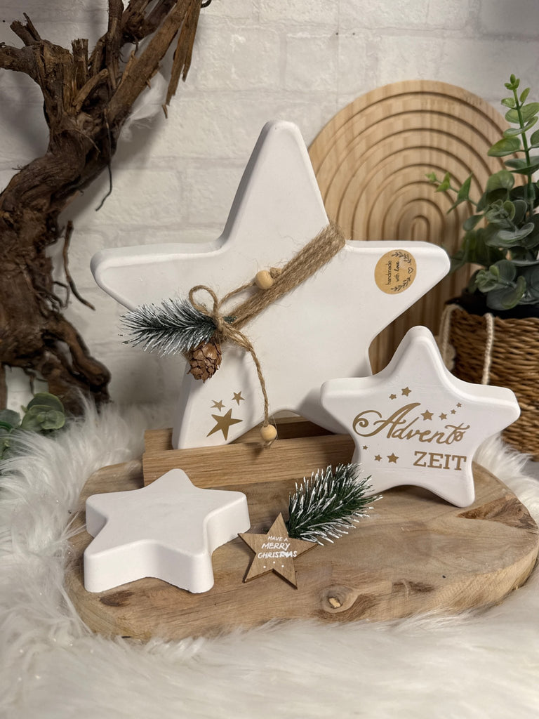 Deko - Stern „Adventszeit“ aus Beton – Handgemachte Weihnachtsdeko im Na… - KB Socken
