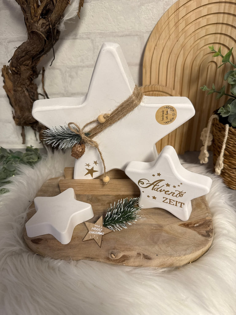 Deko - Stern „Adventszeit“ aus Beton – Handgemachte Weihnachtsdeko im Na… - KB Socken