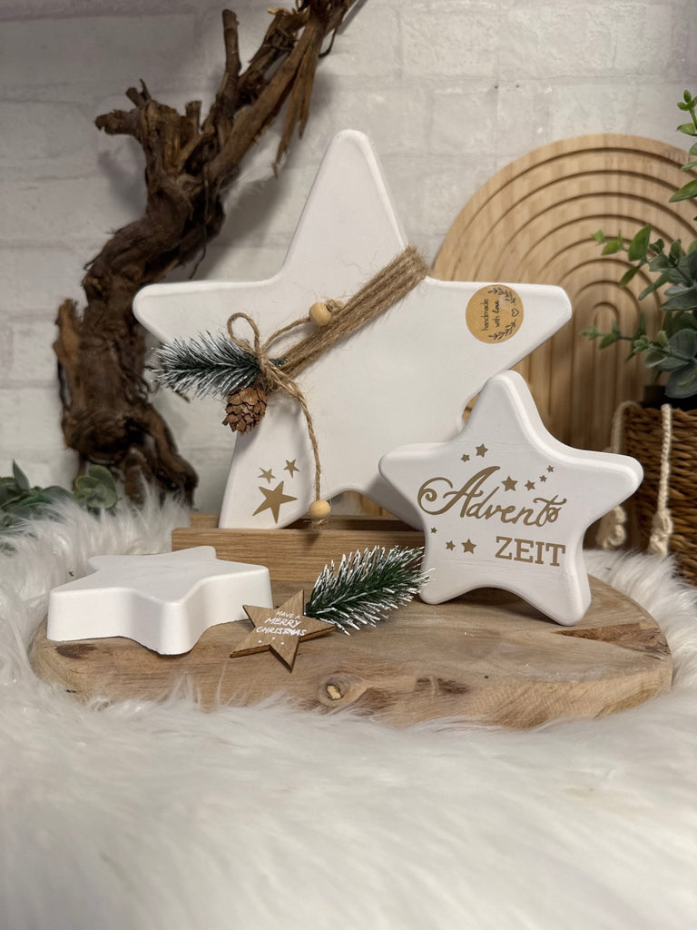 Deko - Stern „Adventszeit“ aus Beton – Handgemachte Weihnachtsdeko im Na… - KB Socken
