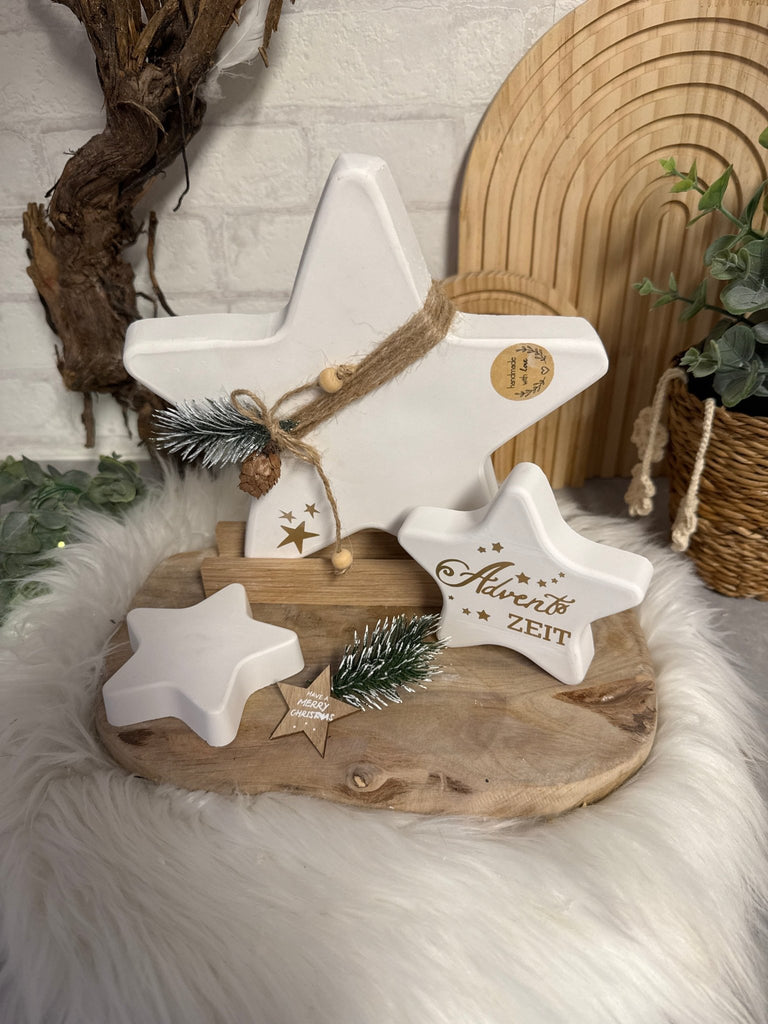 Deko - Stern „Adventszeit“ aus Beton – Handgemachte Weihnachtsdeko im Na… - KB Socken
