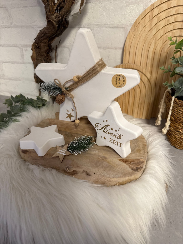 Deko - Stern „Adventszeit“ aus Beton – Handgemachte Weihnachtsdeko im Na… - KB Socken