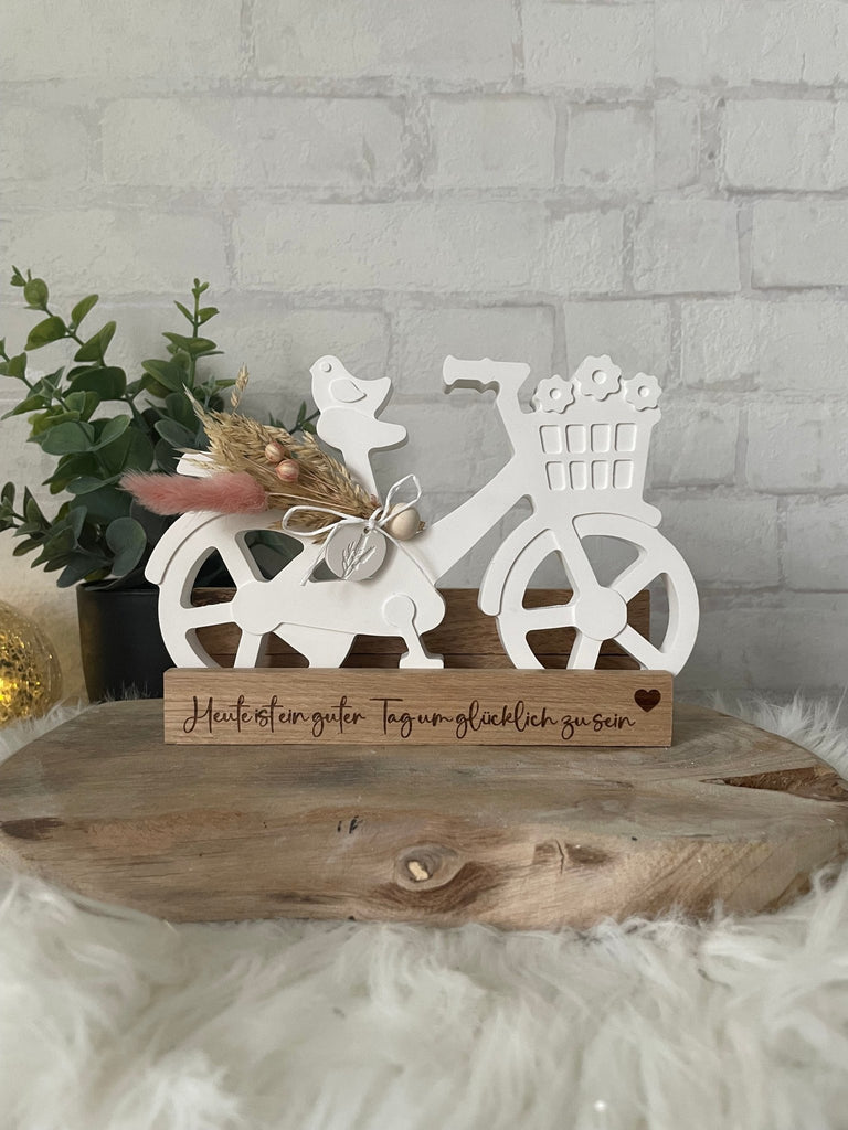 Fahrrad Deko mit Trockenblumen - Handgemachtes Boho Geschenk im Landhausstil - KB Socken