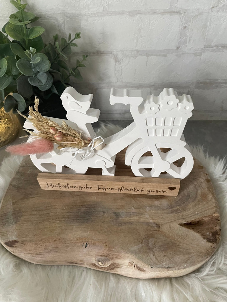 Fahrrad Deko mit Trockenblumen - Handgemachtes Boho Geschenk im Landhausstil - KB Socken