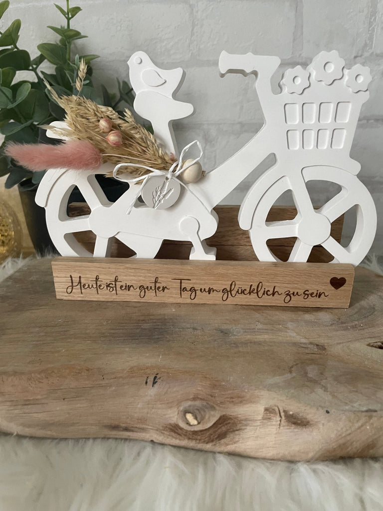Fahrrad Deko mit Trockenblumen - Handgemachtes Boho Geschenk im Landhausstil - KB Socken