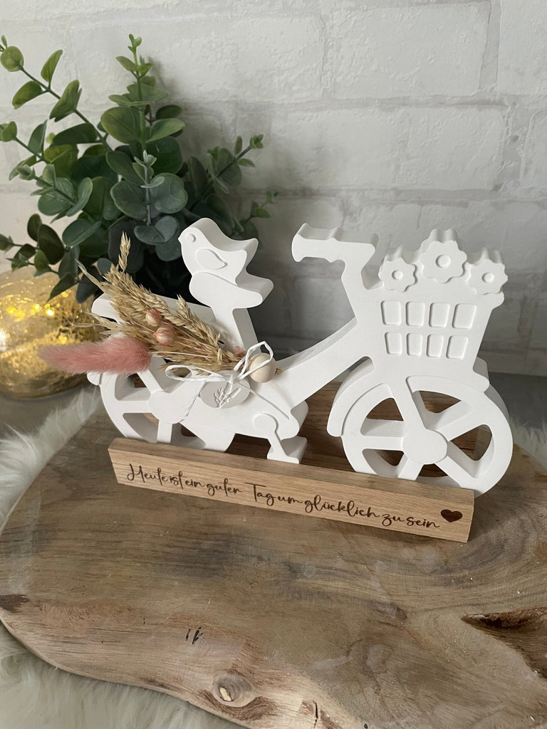 Fahrrad Deko mit Trockenblumen - Handgemachtes Boho Geschenk im Landhausstil - KB Socken