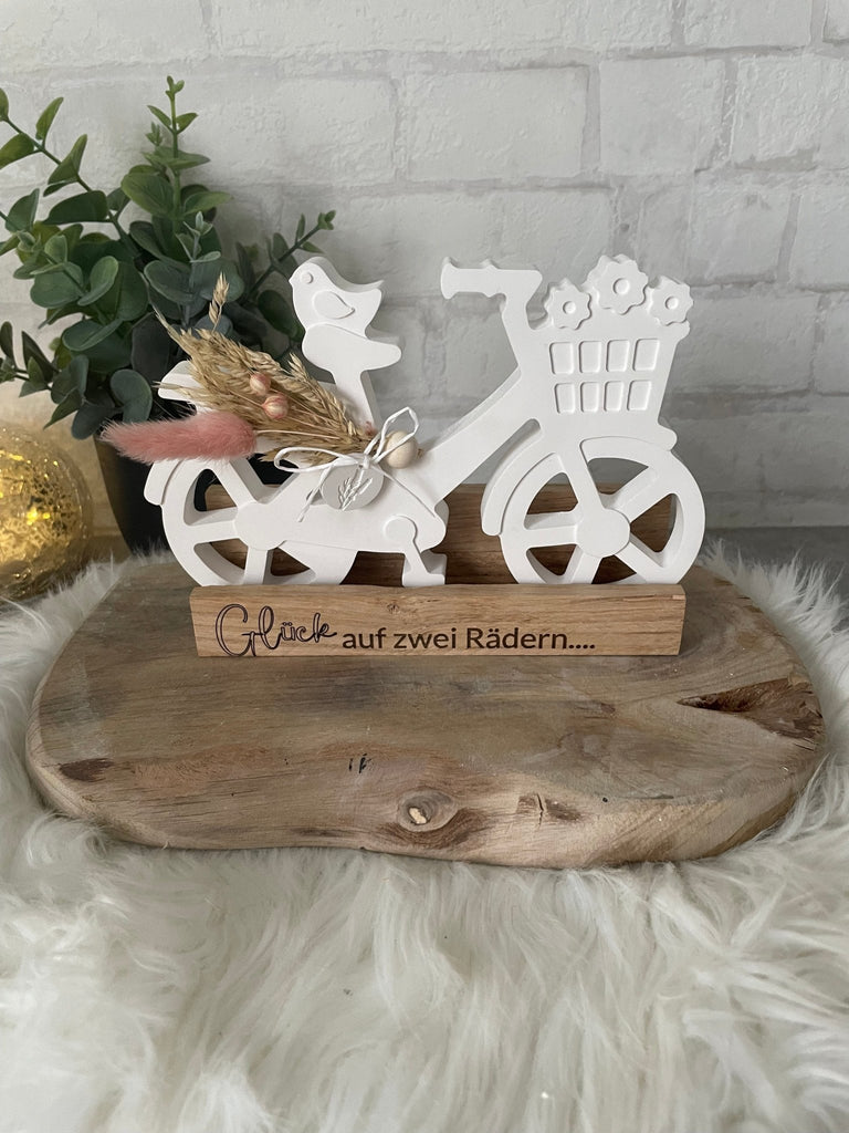 Fahrrad Deko mit Trockenblumen - Handgemachtes Boho Geschenk im Landhausstil - KB Socken