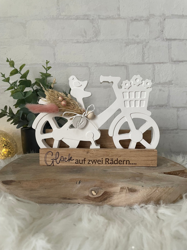 Fahrrad Deko mit Trockenblumen - Handgemachtes Boho Geschenk im Landhausstil - KB Socken