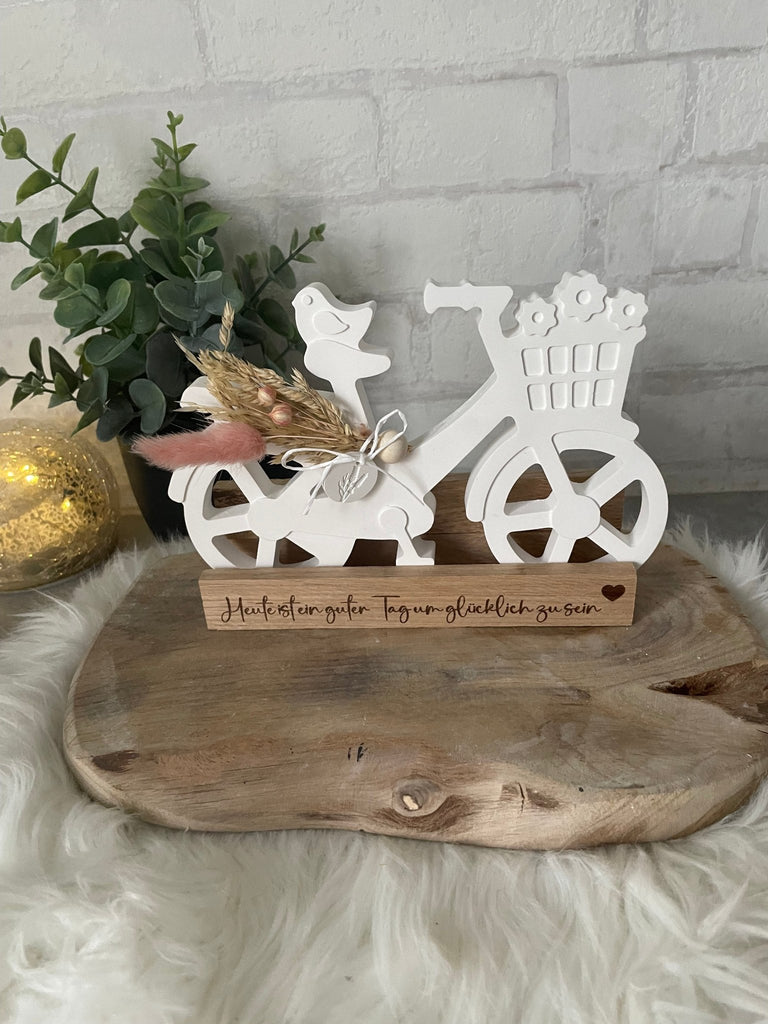 Fahrrad Deko mit Trockenblumen - Handgemachtes Boho Geschenk im Landhausstil - KB Socken