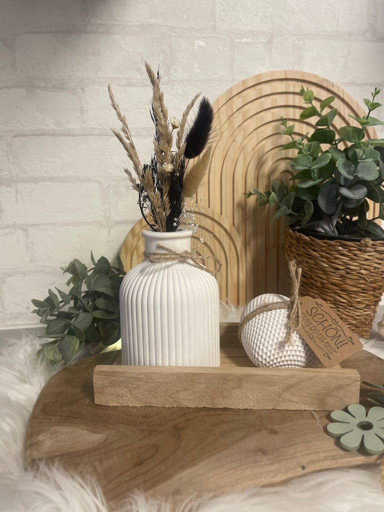 Geschenkset Herz - Vase mit Trockenblumen – Handgemachte Holzdeko - KB Socken