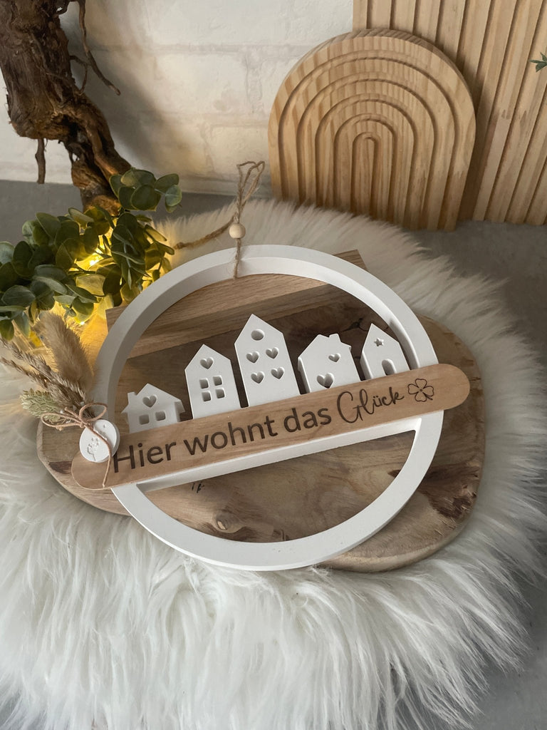 Häuserloop Skandi Deko – Türkranz aus Keraflott, Handmade Geschenk - KB Socken