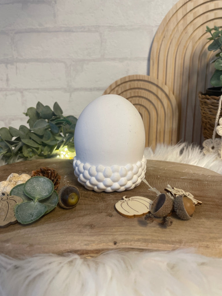 Herbstliche Deko im Keramiklook – Kürbis - Teelichthalter & Eichel - Set Weiß - KB Socken