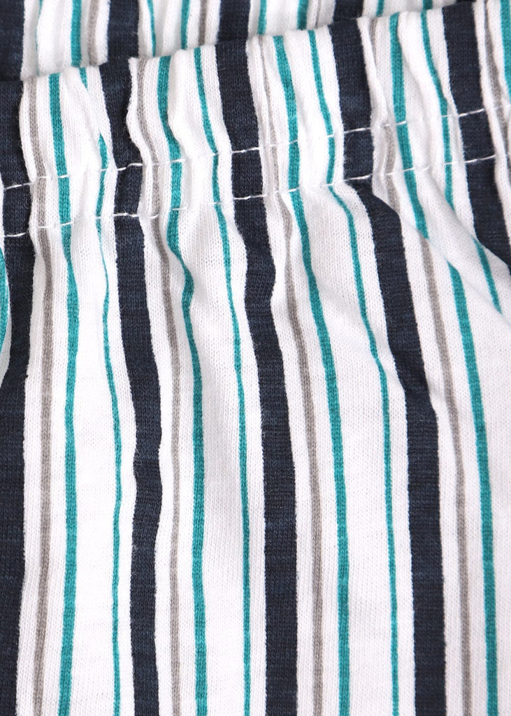 Herren Schlafanzug kurz – Baumwolle, Dunkelblau mit gestreifter Shorts - KB Socken