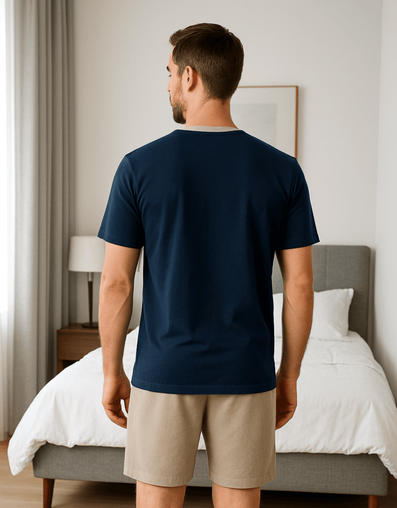 Herren Schlafanzug kurz dunkelblau – 100 % Baumwolle | KB Socken - KB Socken