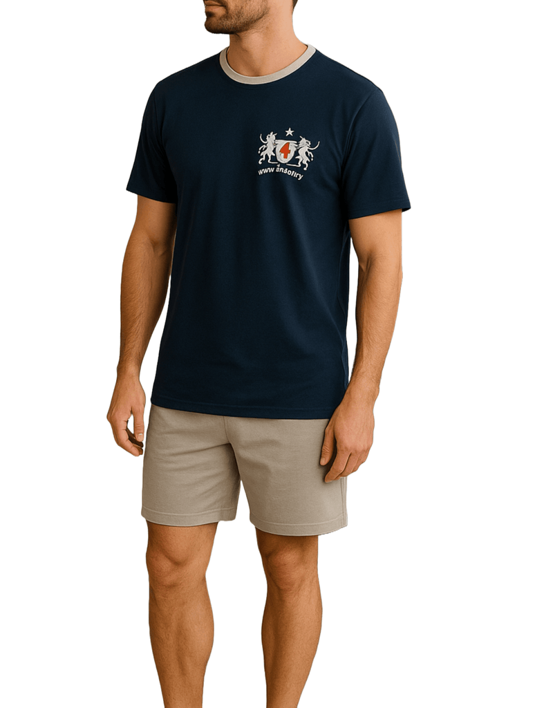 Herren Schlafanzug kurz dunkelblau – 100 % Baumwolle | KB Socken - KB Socken