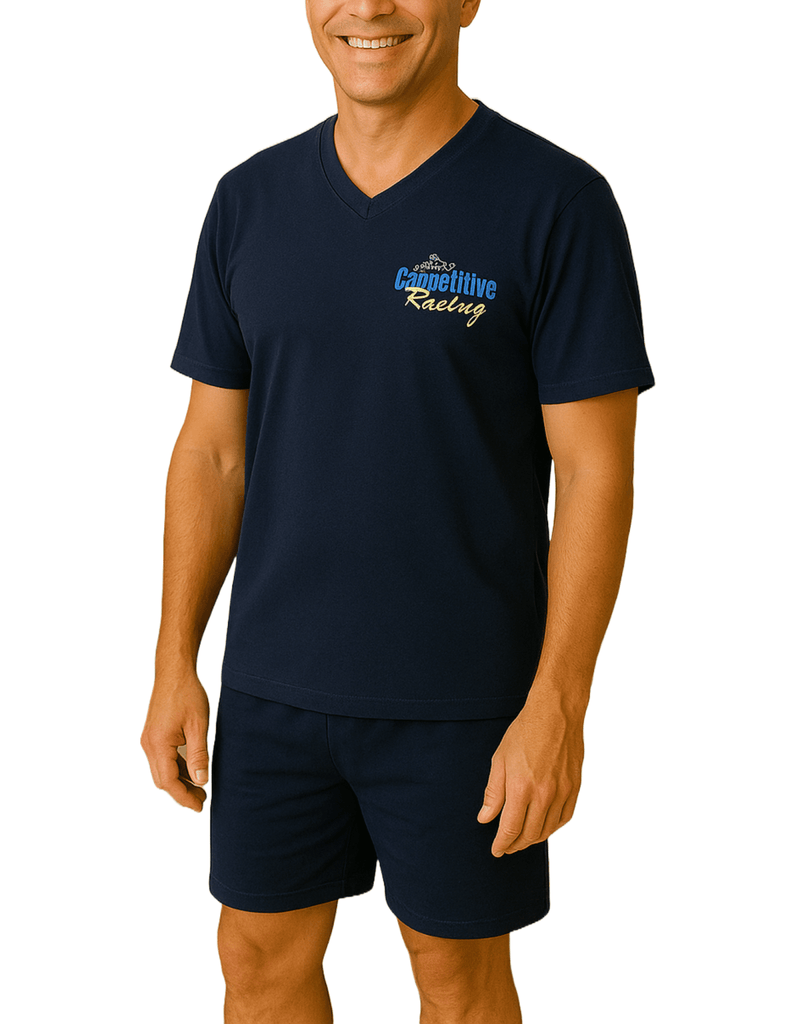 Herren Schlafanzug kurz – dunkelblau, 100 % Baumwolle, Modell Malo - KB Socken