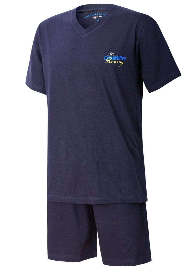 Herren Schlafanzug kurz – dunkelblau, 100 % Baumwolle, Modell Malo - KB Socken