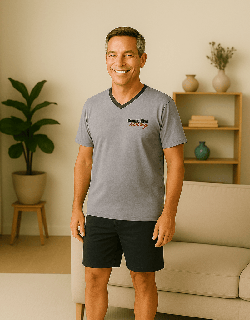 Herren Schlafanzug kurz – grau, 100 % Baumwolle | Modell Malo - KB Socken