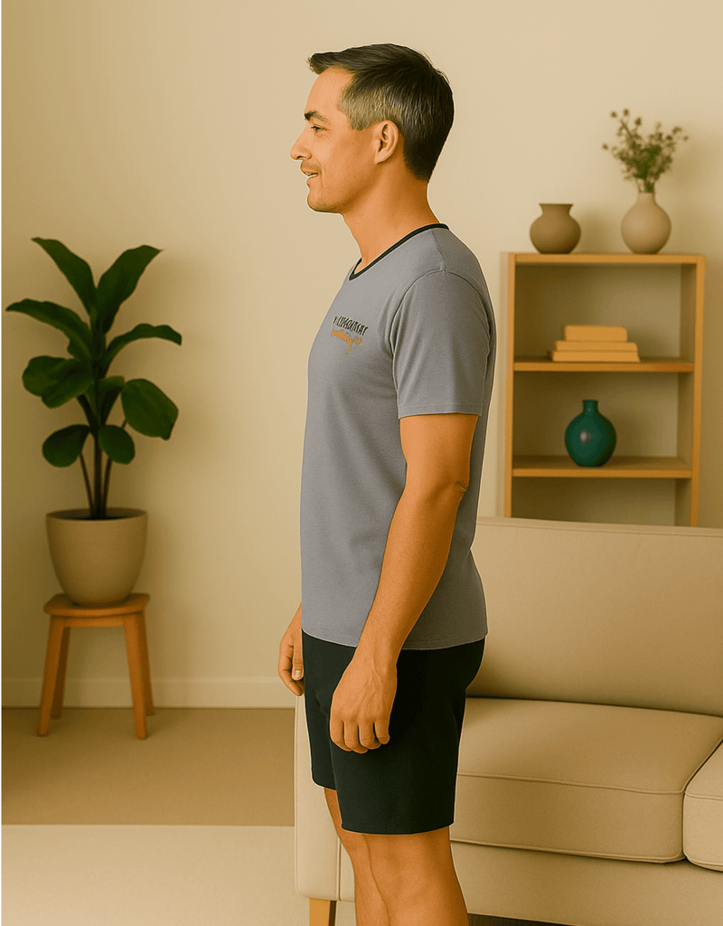 Herren Schlafanzug kurz – grau, 100 % Baumwolle | Modell Malo - KB Socken