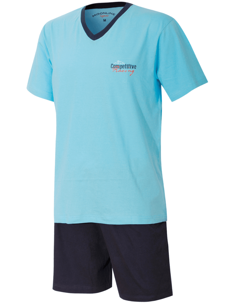 Herren Schlafanzug kurz hellblau - 100% Baumwolle - KB Socken