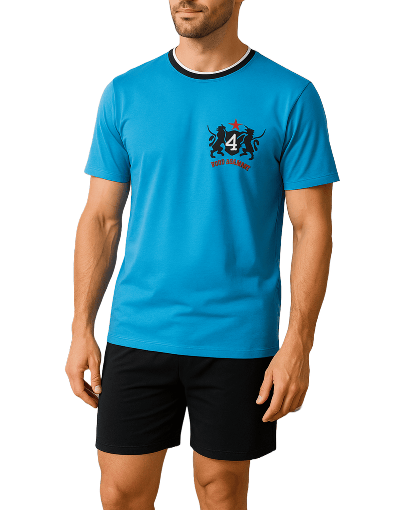 Herren Schlafanzug kurz hellblau – 100 % Baumwolle | KB Socken - KB Socken