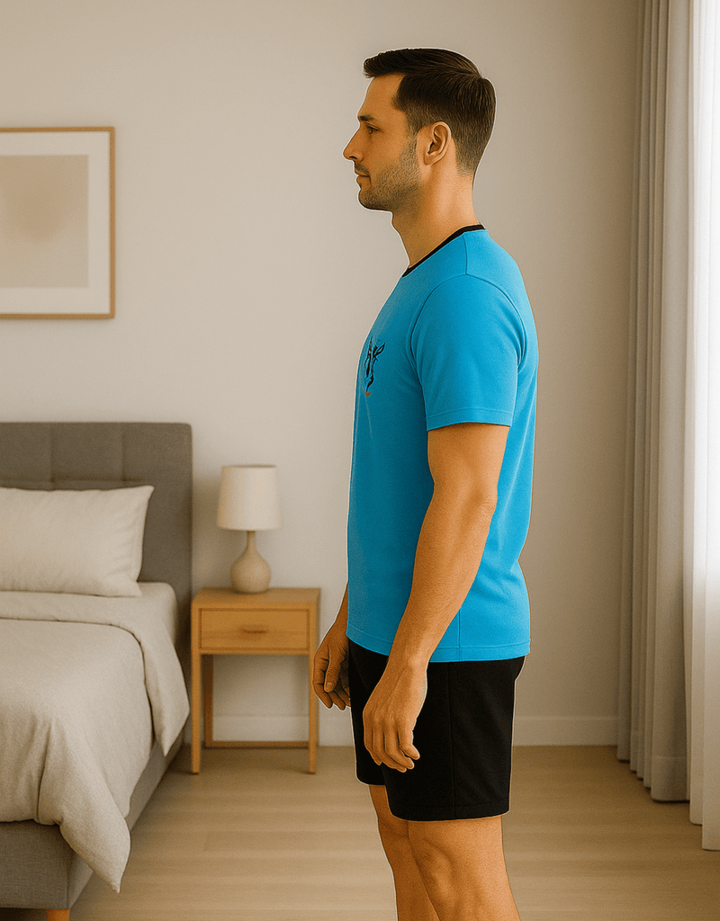 Herren Schlafanzug kurz hellblau – 100 % Baumwolle | KB Socken - KB Socken