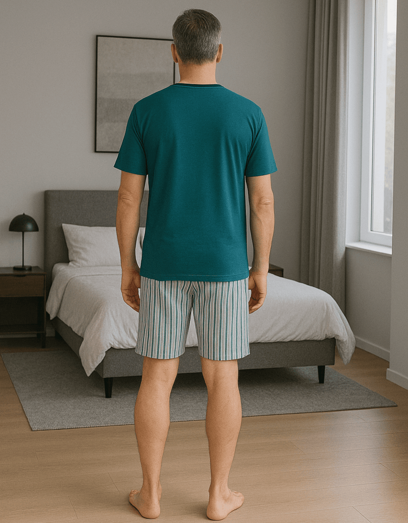 Herren Schlafanzug kurz türkis - 100% Baumwolle - KB Socken