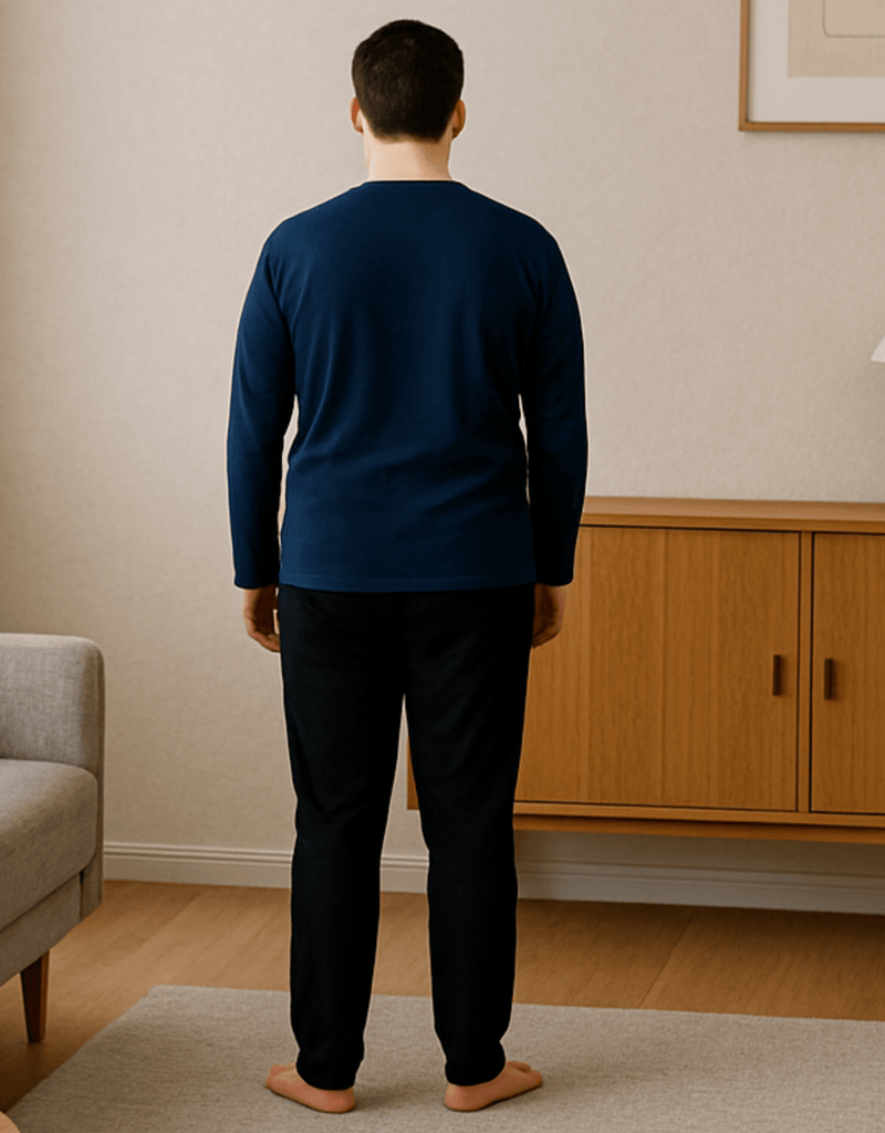Herren Schlafanzug lang dunkelblau – bequem & pflegeleicht - KB Socken