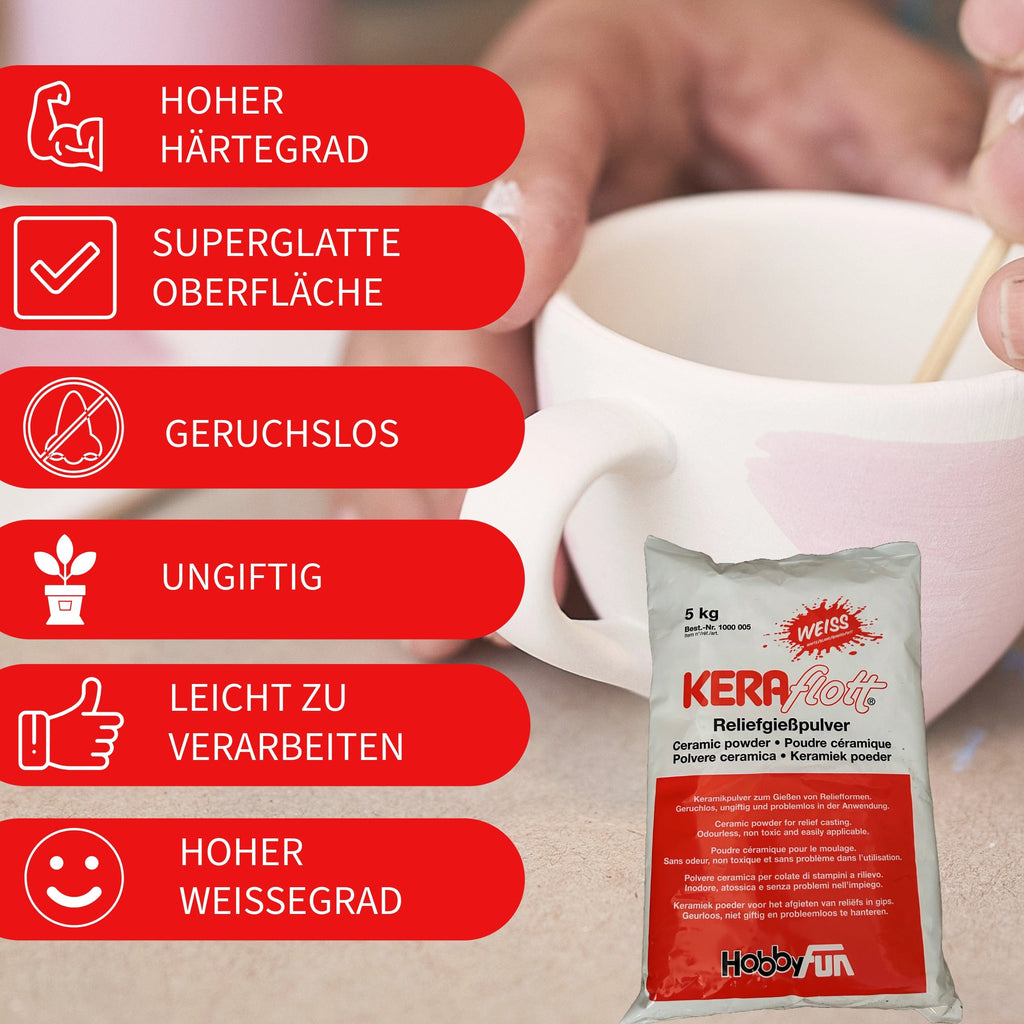 HobbyFun Dekoration KERAflott Reliefgießpulver weiß 5 kg Sack